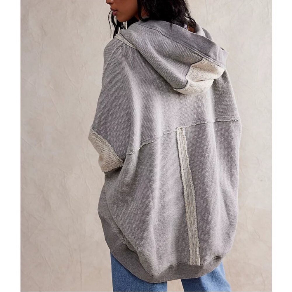 We The Free Forever Yours Cardi Heather Grey L – Oversized Hooded Cardigan NEW